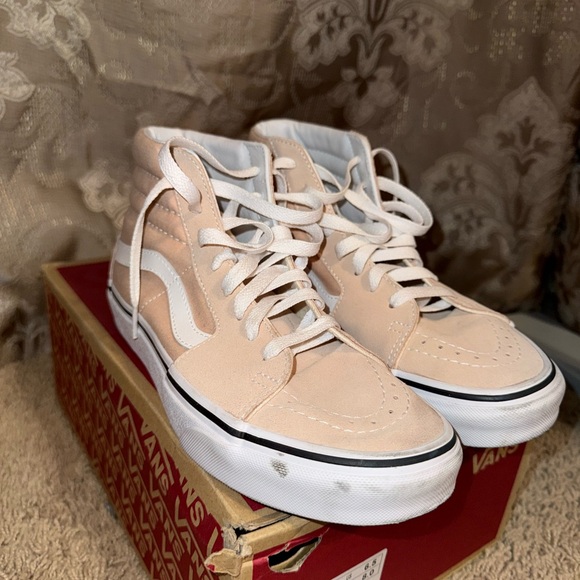 Vans Women's High-Top Sneakers - Light Pink(cream) and White - Picture 4 of 9
